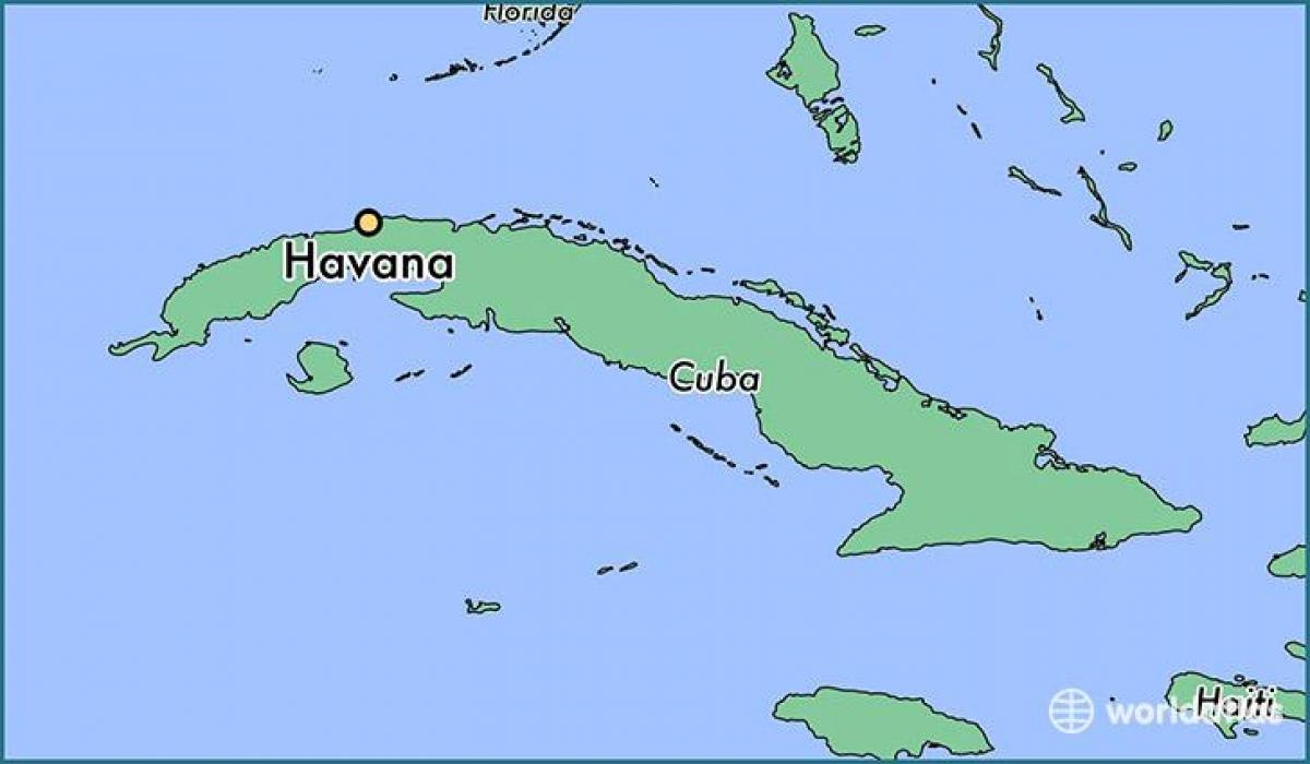 Havana Kuba na mapě