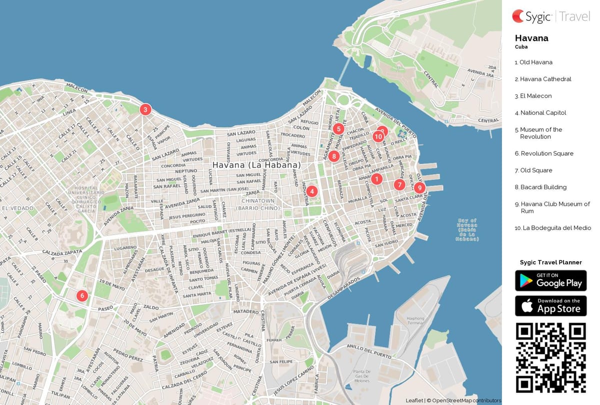 Havana Kuba turistická mapa