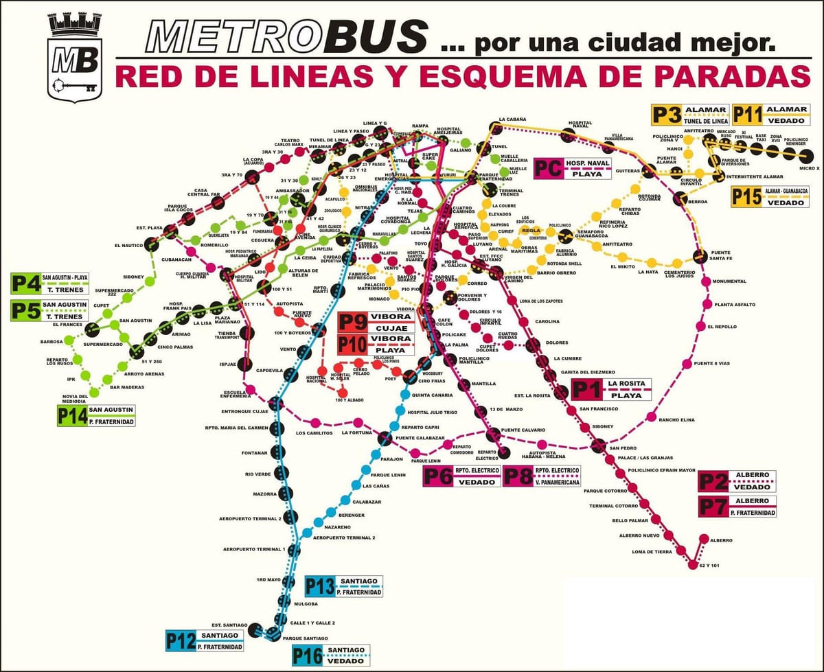 mapa z autobusového nádraží viazul Havana
