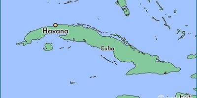Havana Kuba na mapě