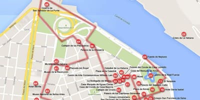 Chůze mapa Havany